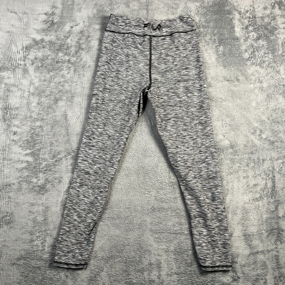 Fila Athletic Leggings Womens Small Black White Space Dye Cropped Gym Running
